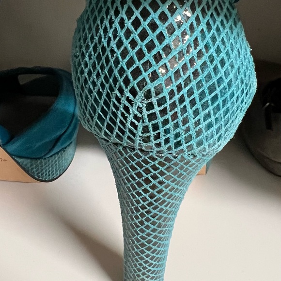 Teal Peep Toe Platforms - Picture 9 of 9